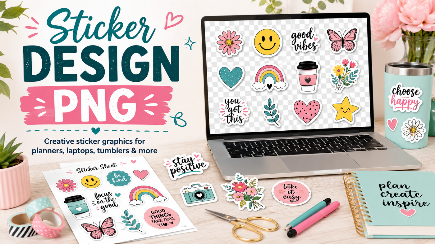 Sticker Design PNG Files for Cricut, Sublimation & Printable Crafts