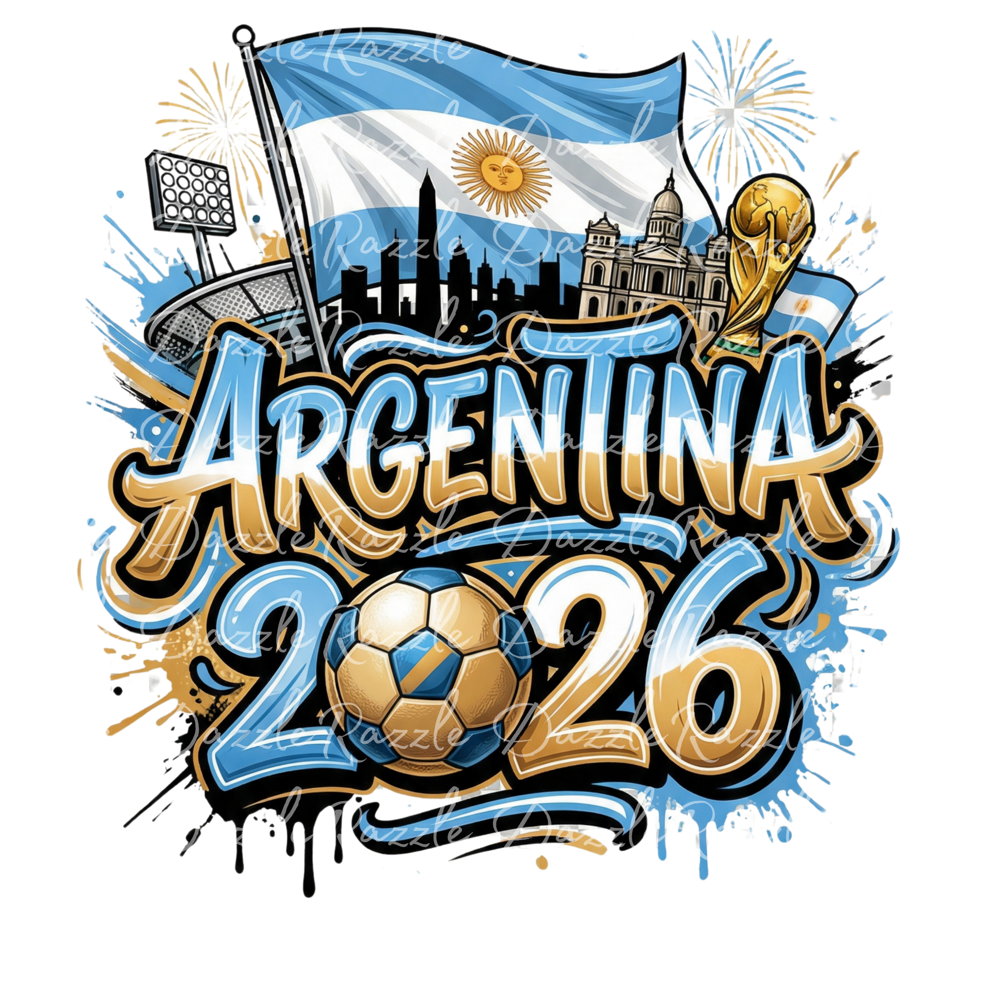 Argentina Soccer 2026 PNG | Football Fan Sublimation Design