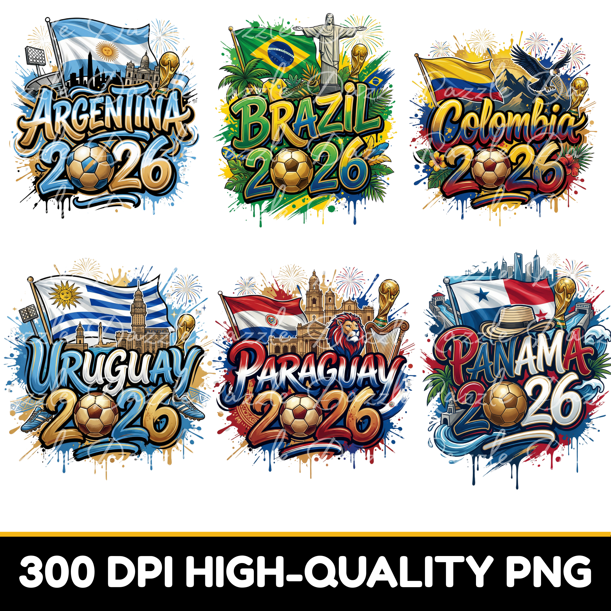 Soccer 2026 Country PNG Bundle | World Football Team Designs
