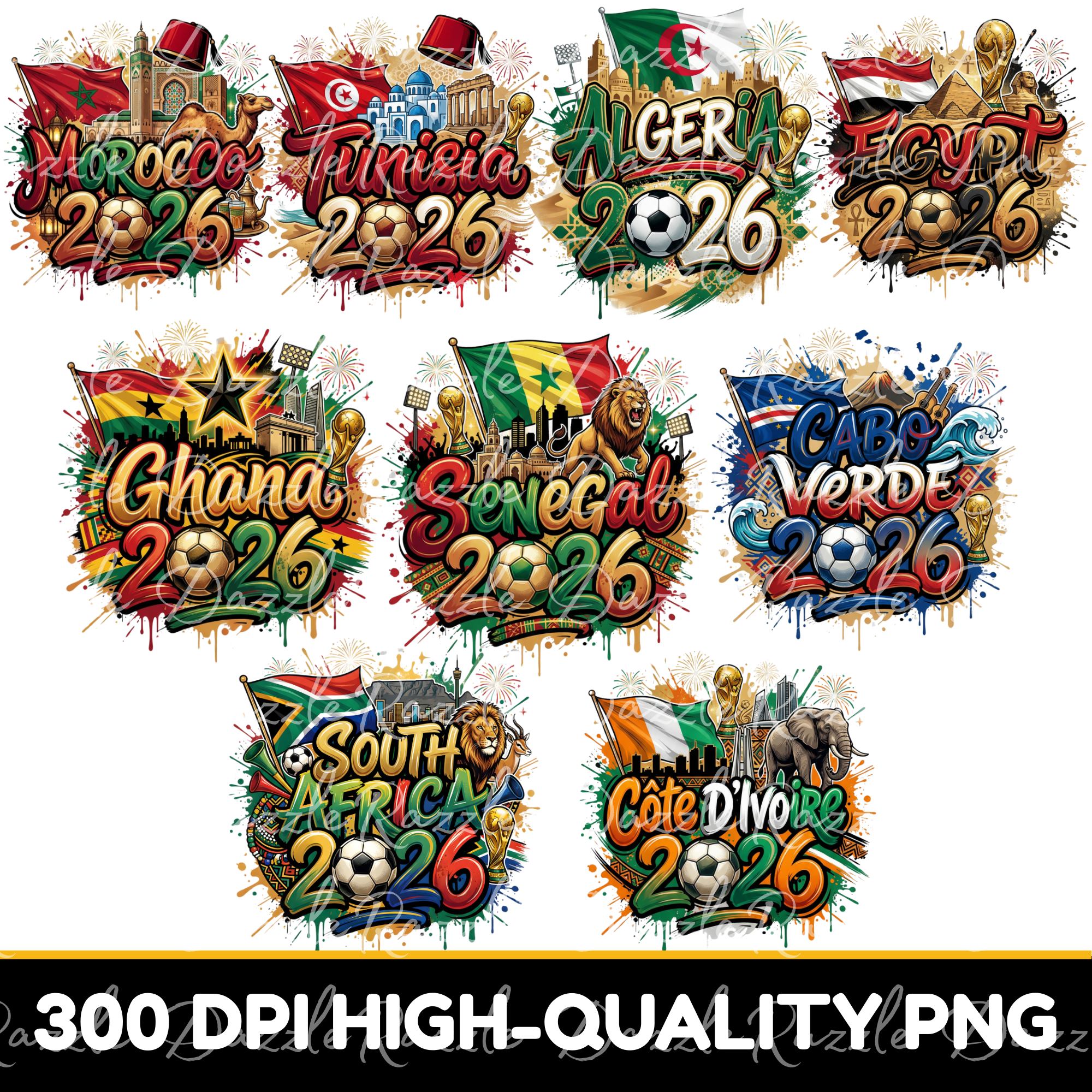 Soccer 2026 Country PNG Bundle | World Football Team Designs