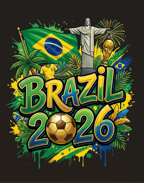 Brazil 2026 PNG Soccer Fan Design Digital Download